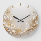 Wit Goud Bloemen Wandklok (Voorkant)