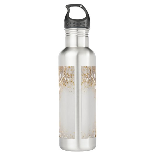 Wit Goud Bloemen Waterfles Waterfles (Achterkant)