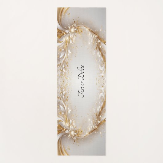 Wit Goud Bloemen Yoga Mat (Voorkant)