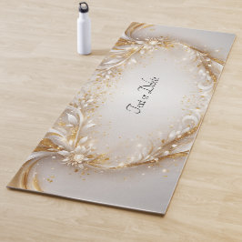 Wit Goud Bloemen Yoga Mat