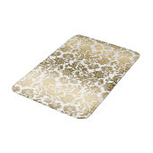 Wit & Goud Bloemendamaskerpatroon Badmat (Gekanteld)