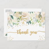 Wit goud bloemendank u briefkaart (Voorkant / Achterkant)