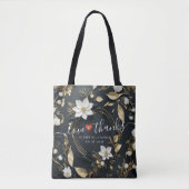 Wit Goud Bloemenkrans Bruiloft Liefde Bedankt Cade Tote Bag (Voorkant)