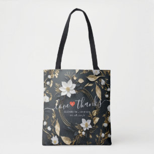 Wit Goud Bloemenkrans Bruiloft Liefde Bedankt Cade Tote Bag