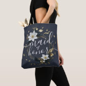 Wit Goud Bloemenkrans Bruiloft Maid van eer Tote Bag (Dichtbij)