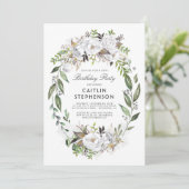 Wit Goud Bloemenkrans Elegant Verjaardagsfeest Kaart (Staand voorkant)