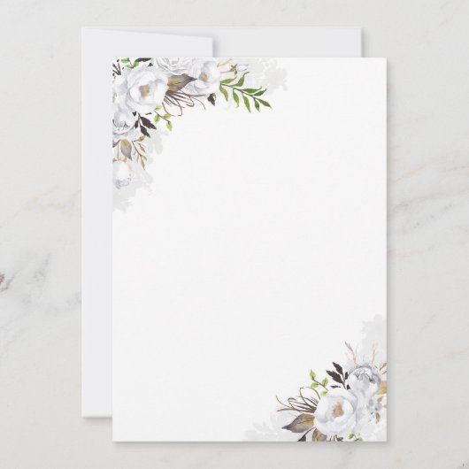 Wit Goud Bloemenkrans Elegant Verjaardagsfeest Kaart (Achterkant)