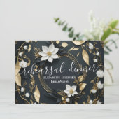 Wit Goud Bloemenkrans Huwelijksrepetitie Diner Kaart (Staand voorkant)