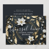 Wit Goud Bloemenkrans Huwelijksrepetitie Diner Kaart (Voorkant / Achterkant)