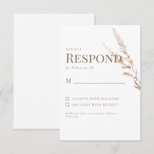 Wit Goud Boho Tekst Bruiloft RSVP (Voorkant / Achterkant)