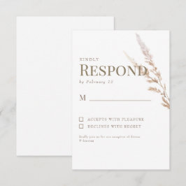 Wit Goud Boho Tekst Bruiloft RSVP Kaartje