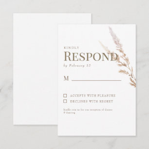 Wit Goud Boho Tekst Bruiloft RSVP Kaartje