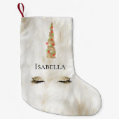 Wit Goud Bont Sparkle Glam Eenhoorn Lichten Kleine Kerstsok (Voorkant)