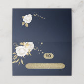 wit goud botanische marineblauw plaatskaartje (Buitenkant ongevouwen)