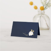 wit goud botanische marineblauw plaatskaartje (Achterkant)