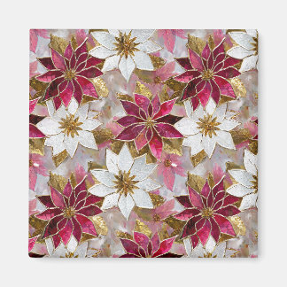 Wit Goud Bourgondi Roze Kerst Poinsettia's Magneet