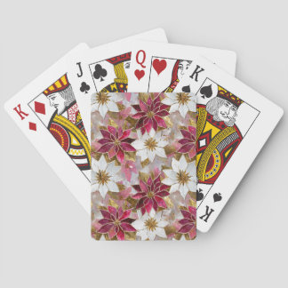 Wit Goud Bourgondi Roze Kerst Poinsettia's Pokerkaarten