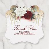 Wit Goud Bourgondië Rood Bloemen Moderne Bruiloft Bedankjes Labels (Achterkant)