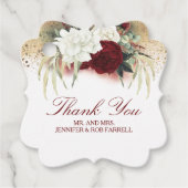 Wit Goud Bourgondië Rood Bloemen Moderne Bruiloft Bedankjes Labels (Voorkant)