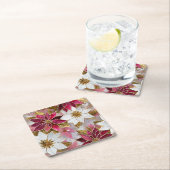 Wit Goud Bourgondië Roze Kerstmis Poinsettias Kartonnen Onderzetters (Insitu)