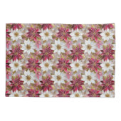 Wit Goud Bourgondië Roze Kerstmis Poinsettias Kussensloop (Achterkant)