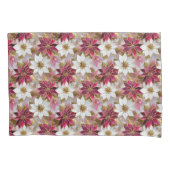 Wit Goud Bourgondië Roze Kerstmis Poinsettias Kussensloop (Voorkant)