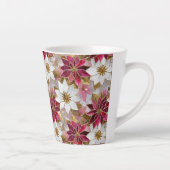 Wit Goud Bourgondië Roze Kerstmis Poinsettias Latte Mok (Rechts)