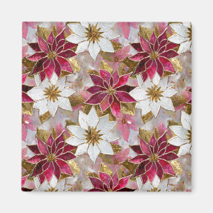 Wit Goud Bourgondië Roze Kerstmis Poinsettias Magneet