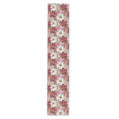 Wit Goud Bourgondië Roze Kerstmis Poinsettias Medium Tafelloper (Voorkant)