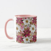 Wit Goud Bourgondië Roze Kerstmis Poinsettias Mok (Links)