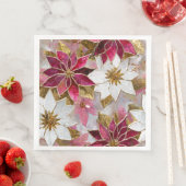 Wit Goud Bourgondië Roze Kerstmis Poinsettias Servet (Insitu)