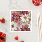 Wit Goud Bourgondië Roze Kerstmis Poinsettias Servet (Insitu)