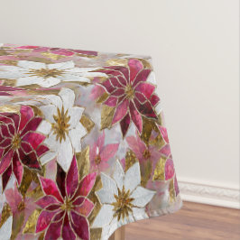 Wit Goud Bourgondië Roze Kerstmis Poinsettias Tafelkleed
