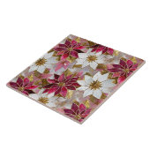 Wit Goud Bourgondië Roze Kerstmis Poinsettias Tegeltje (Zijkant)