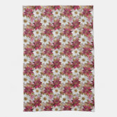 Wit Goud Bourgondië Roze Kerstmis Poinsettias Theedoek (Verticaal)