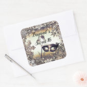 Wit Goud Brons Masquerade & Winter Sneeuwvlokken Vierkante Sticker (Envelop)