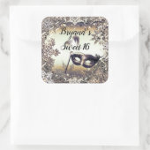 Wit Goud Brons Masquerade & Winter Sneeuwvlokken Vierkante Sticker (Tas)