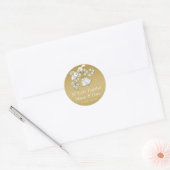 Wit Goud Bruiloft Klokken Bloemen 50e Jubileum Ronde Sticker (Envelop)