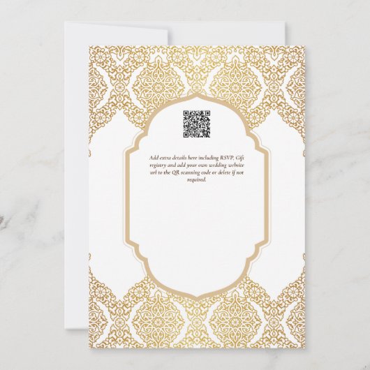 Wit Goud Bruiloft Thema  Elegant Classy Kaart (Achterkant)