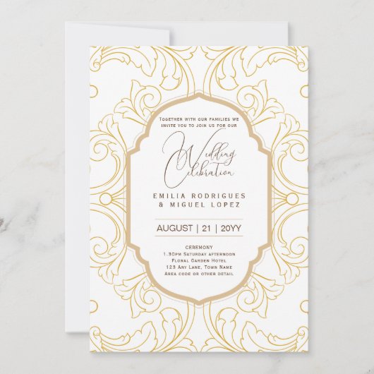 Wit Goud Bruiloft Thema  Elegant Classy Kaart (Voorkant)