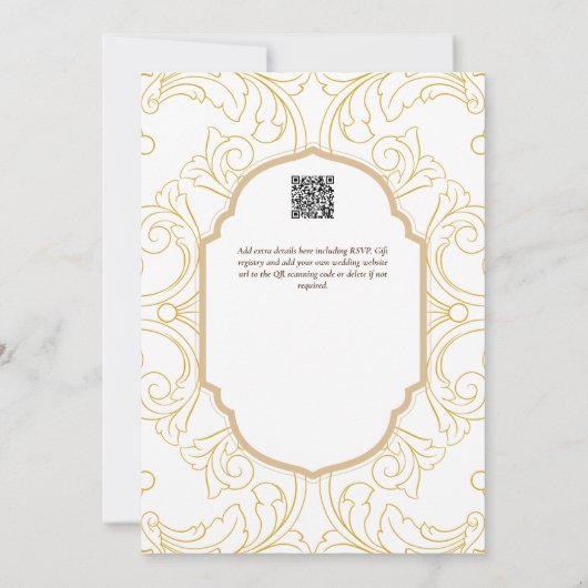Wit Goud Bruiloft Thema  Elegant Classy Kaart (Achterkant)