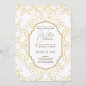 Wit Goud Bruiloft Thema  Elegant Classy Kaart (Voorkant / Achterkant)