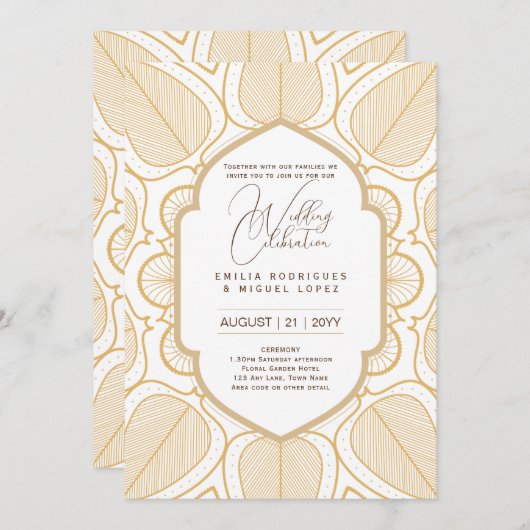 Wit Goud Bruiloft Thema  Elegant Classy Kaart (Voorkant / Achterkant)