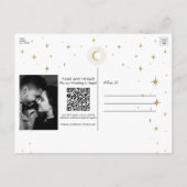 Wit Goud Celestial Sunburst Foto Bewaar de datum Aankondigingskaart (Achterkant)