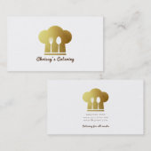 Wit & Goud Chef Pet Eating Utensils Minimaal Visitekaartje (Voorkant / Achterkant)