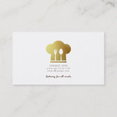 Wit & Goud Chef Pet Eating Utensils Minimaal Visitekaartje (Achterkant)