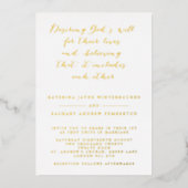 Wit & Goud Christelijk Script Wedding Folie Uitnodiging (Voorkant)