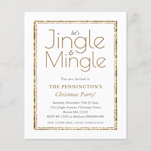 Wit & Goud | Christmas Party Budget Invitation (Voorkant)