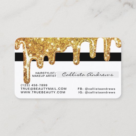 Wit Goud Chunky Glitter Dikke Druppels Credit Visitekaartje (Achterkant)