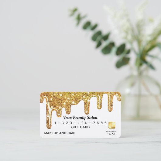 Wit Goud Chunky Glitter Dikke Druppels Gift Credit Visitekaartje (Staand voorkant)
